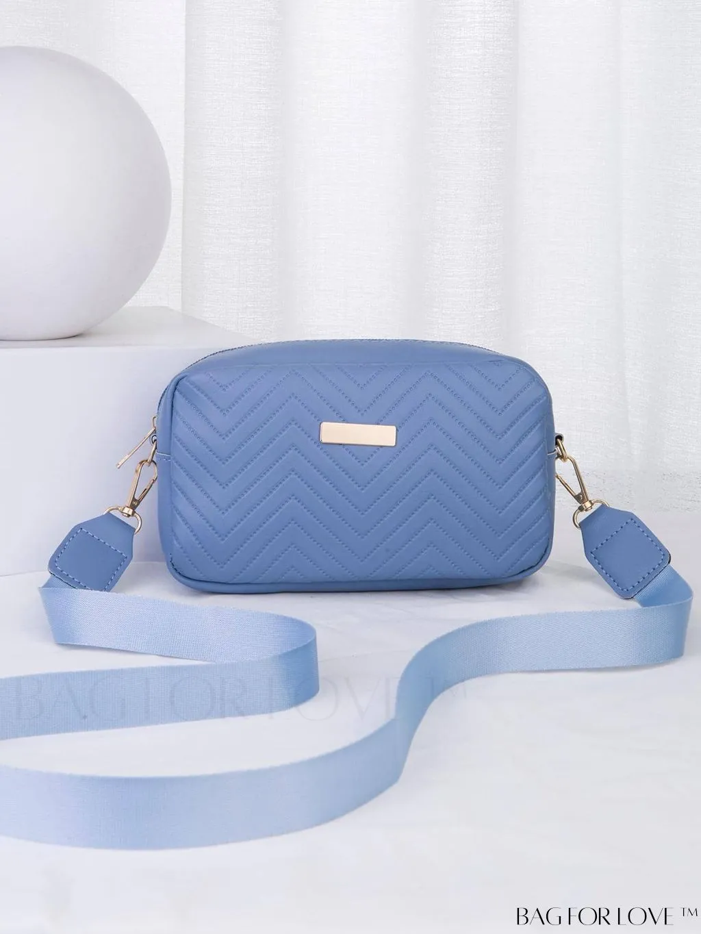 BagForLove - Stylish Square Bag with Mini Chevron Pattern and Metal Accents