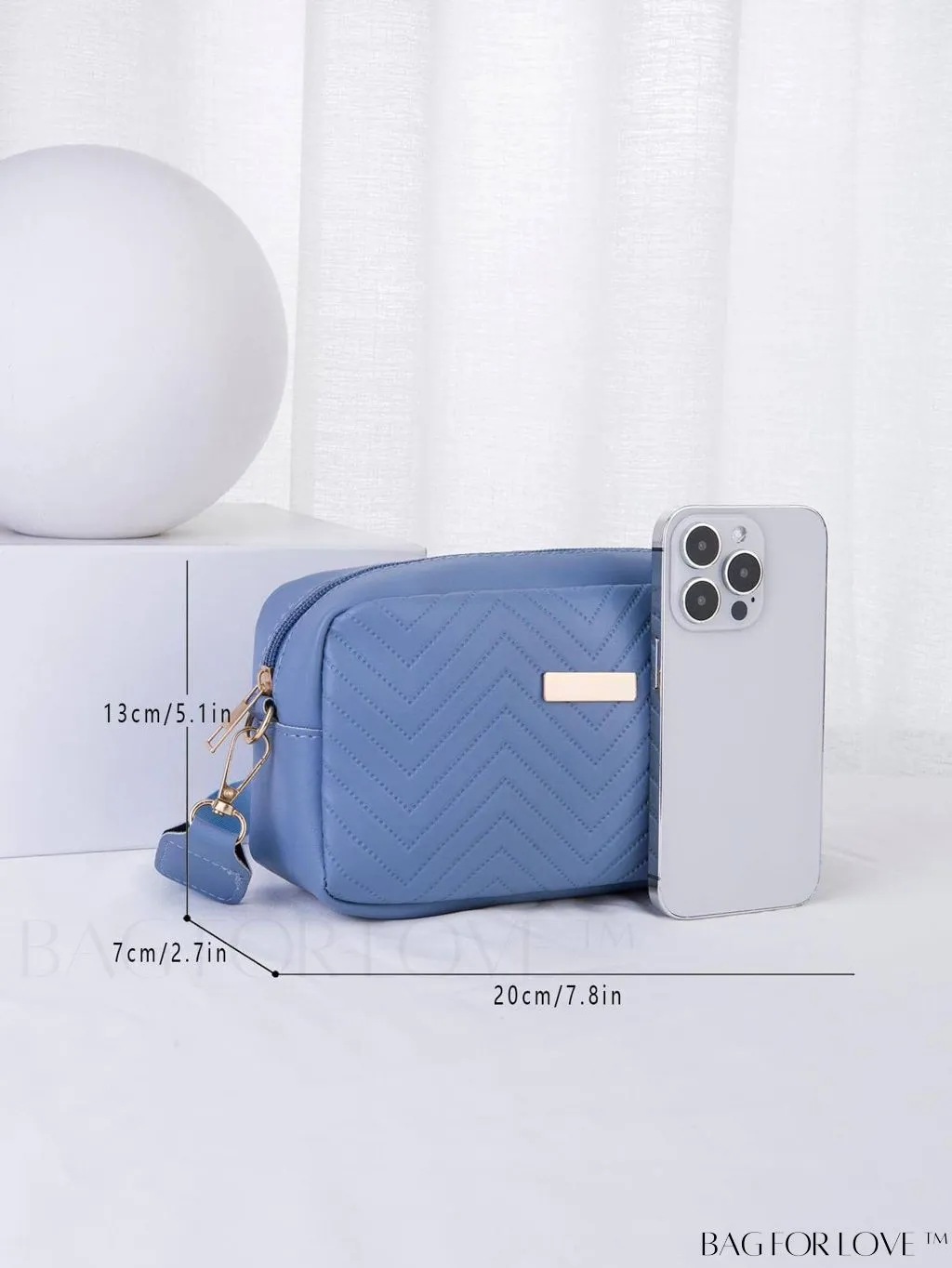 BagForLove - Stylish Square Bag with Mini Chevron Pattern and Metal Accents