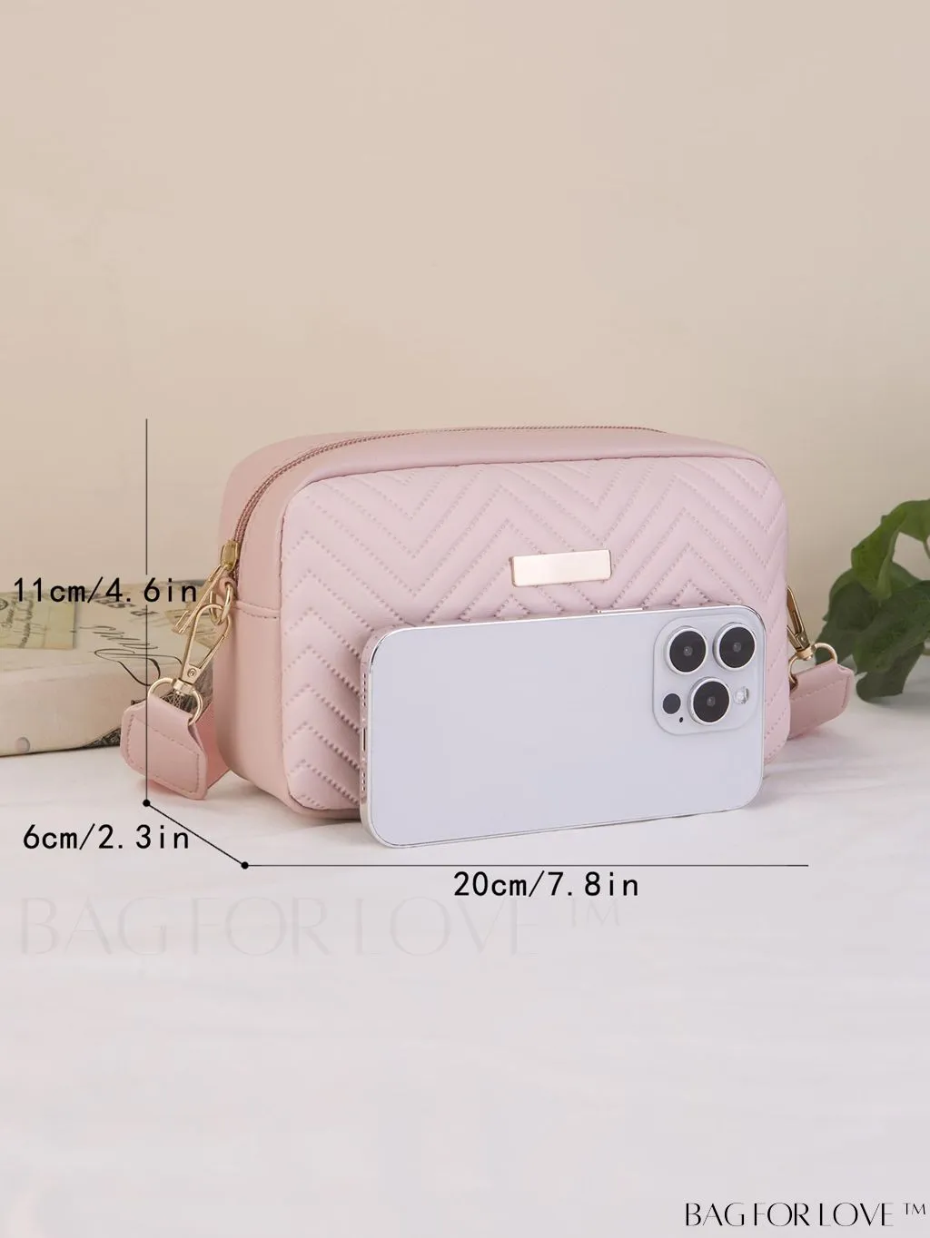 BagForLove - Stylish Square Bag with Mini Chevron Pattern and Metal Accents