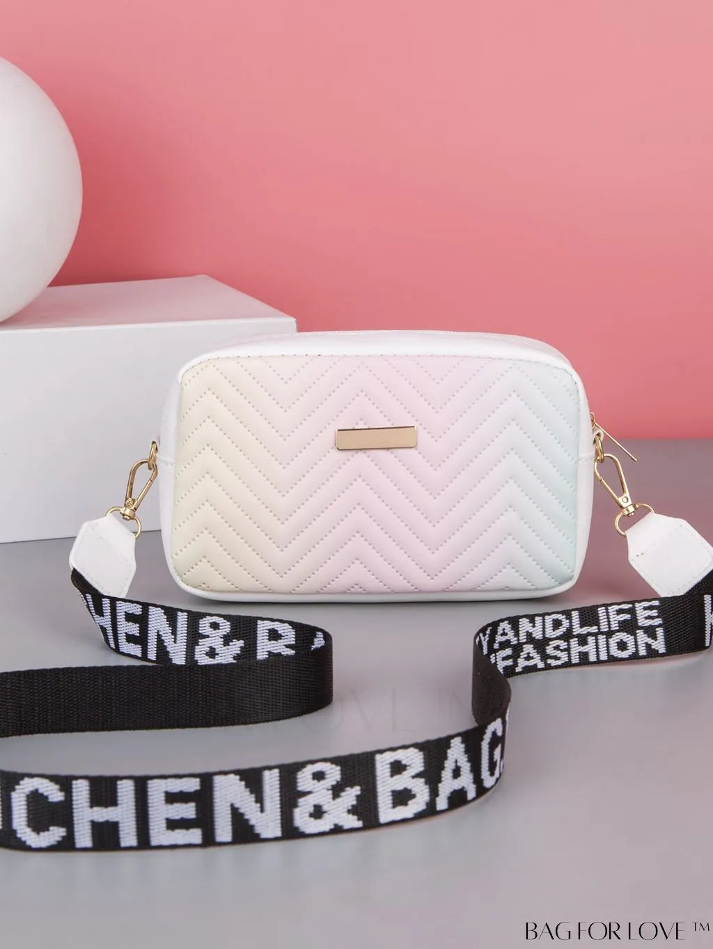 BagForLove - Stylish Square Bag with Mini Chevron Pattern and Metal Accents