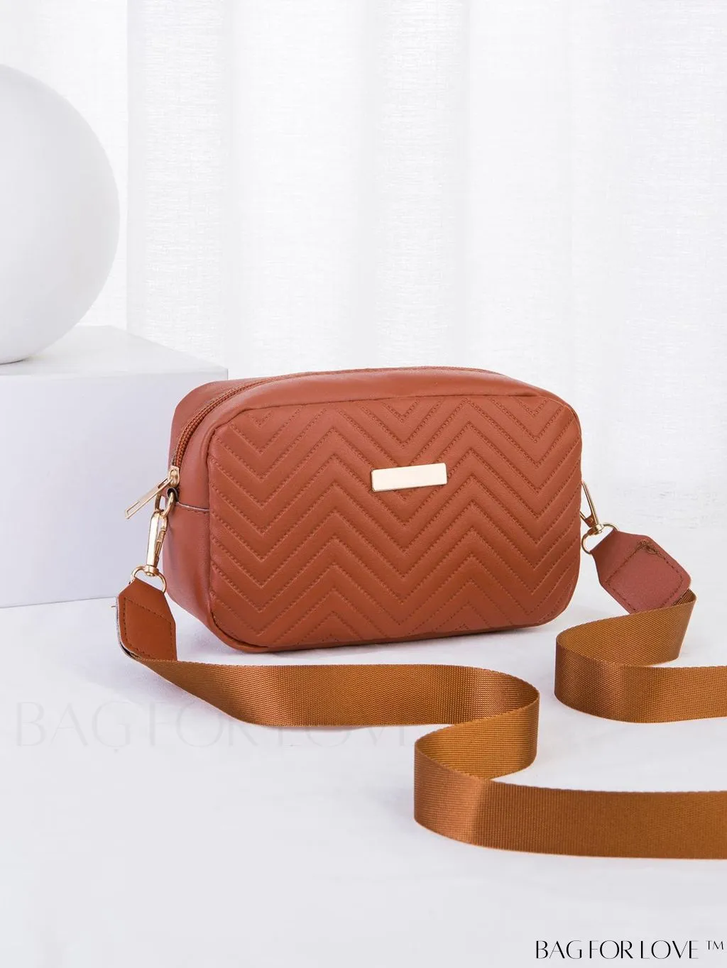 BagForLove - Stylish Square Bag with Mini Chevron Pattern and Metal Accents