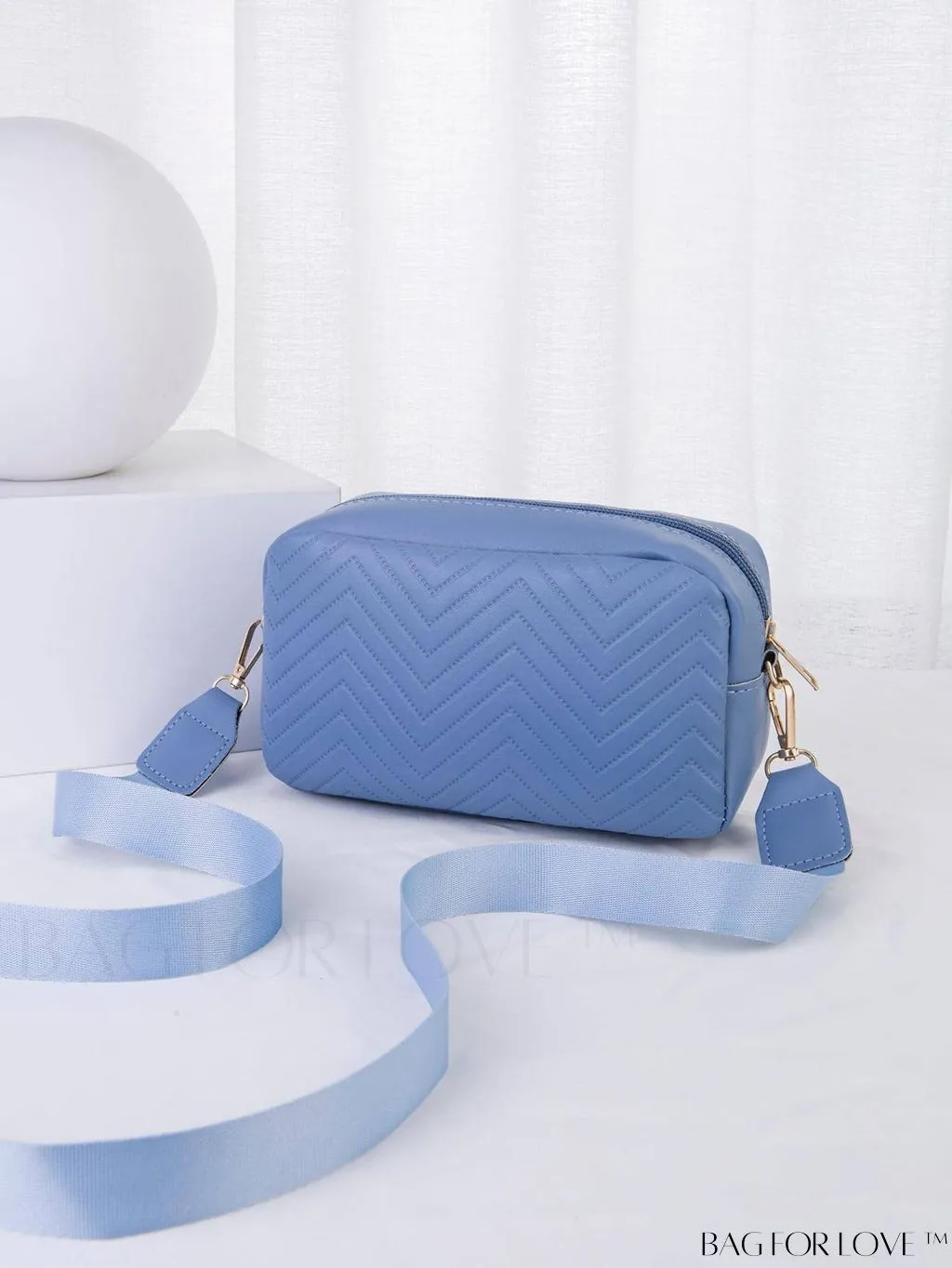 BagForLove - Stylish Square Bag with Mini Chevron Pattern and Metal Accents