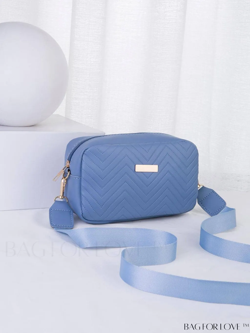 BagForLove - Stylish Square Bag with Mini Chevron Pattern and Metal Accents