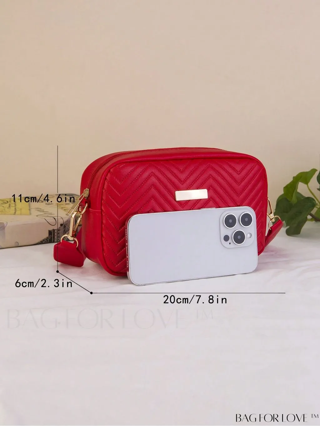 BagForLove - Stylish Square Bag with Mini Chevron Pattern and Metal Accents