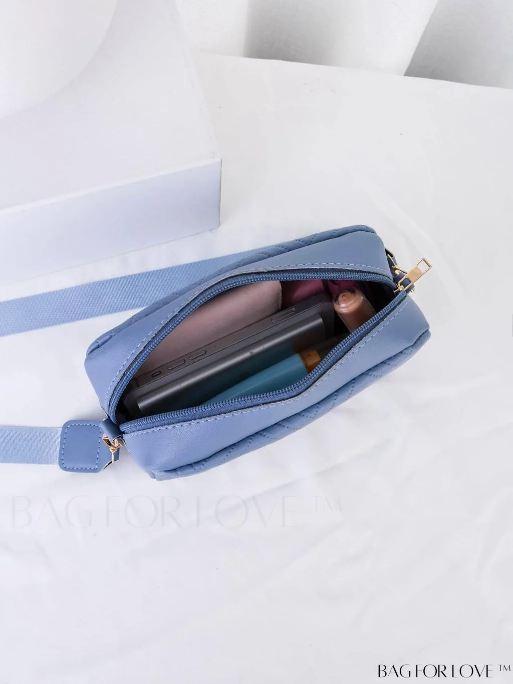 BagForLove - Stylish Square Bag with Mini Chevron Pattern and Metal Accents