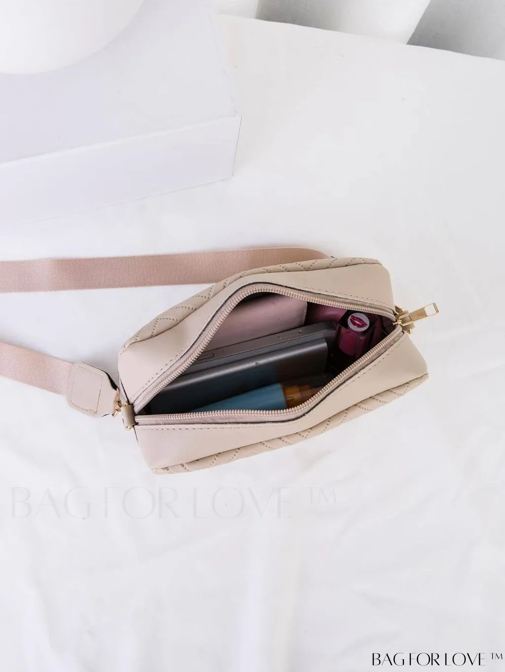 BagForLove - Stylish Square Bag with Mini Chevron Pattern and Metal Accents