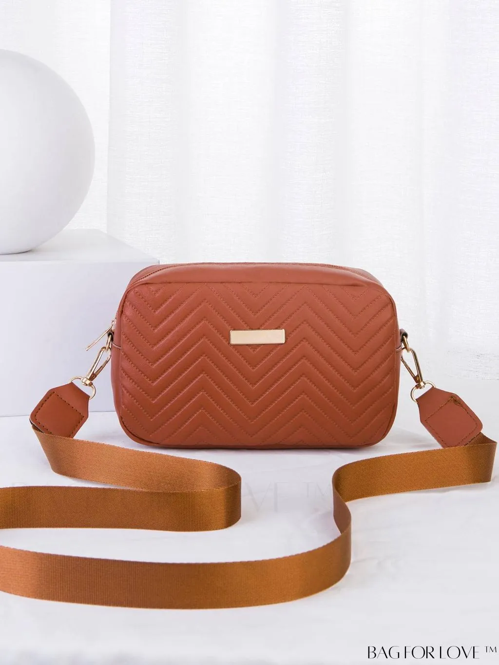 BagForLove - Stylish Square Bag with Mini Chevron Pattern and Metal Accents