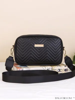 BagForLove - Stylish Square Bag with Mini Chevron Pattern and Metal Accents