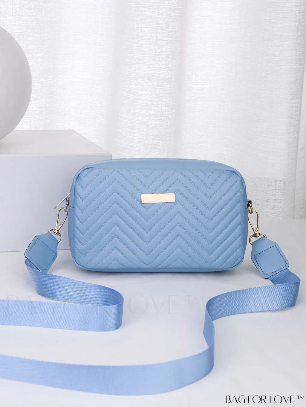 BagForLove - Stylish Square Bag with Mini Chevron Pattern and Metal Accents