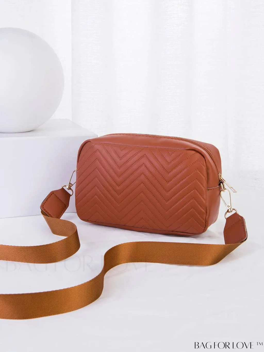 BagForLove - Stylish Square Bag with Mini Chevron Pattern and Metal Accents