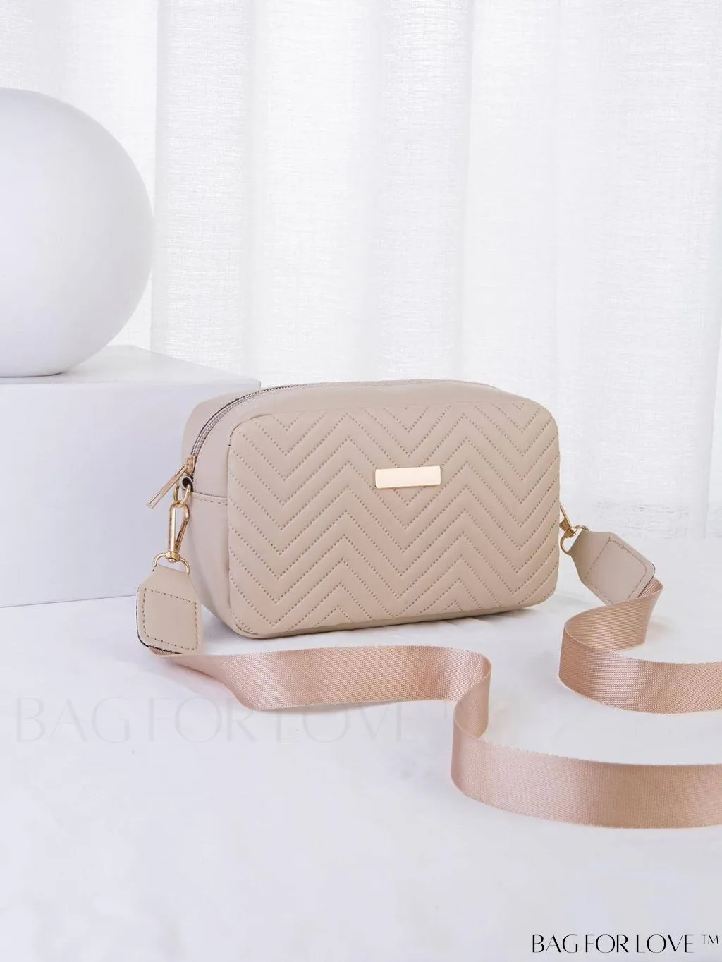 BagForLove - Stylish Square Bag with Mini Chevron Pattern and Metal Accents