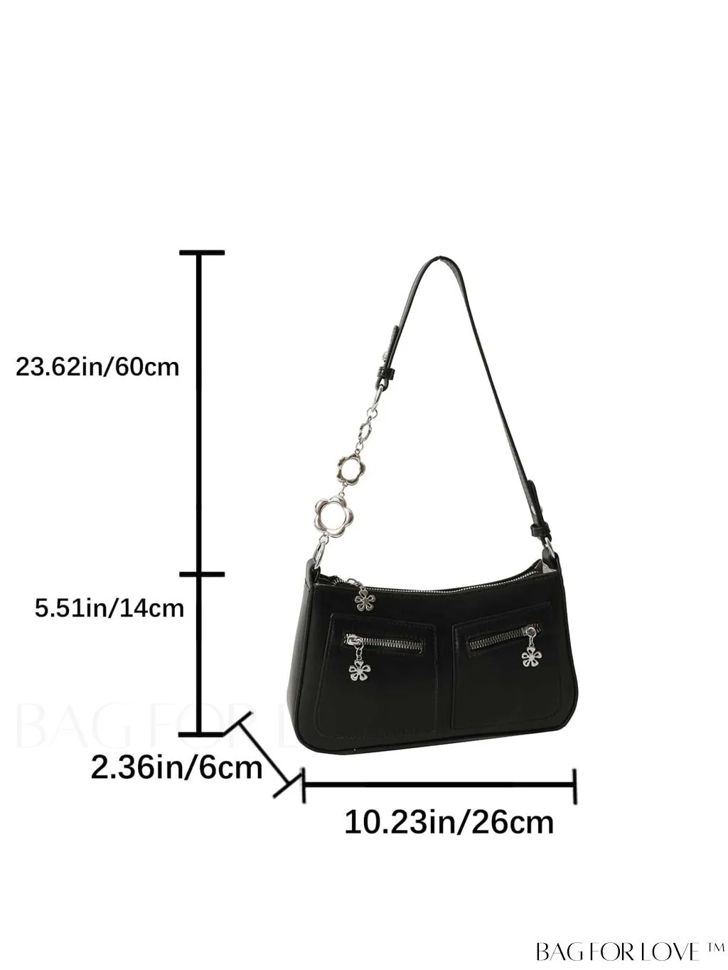 BagForLove - Stylish White Shoulder Bag with Chic Metal Accents & Multiple Pockets