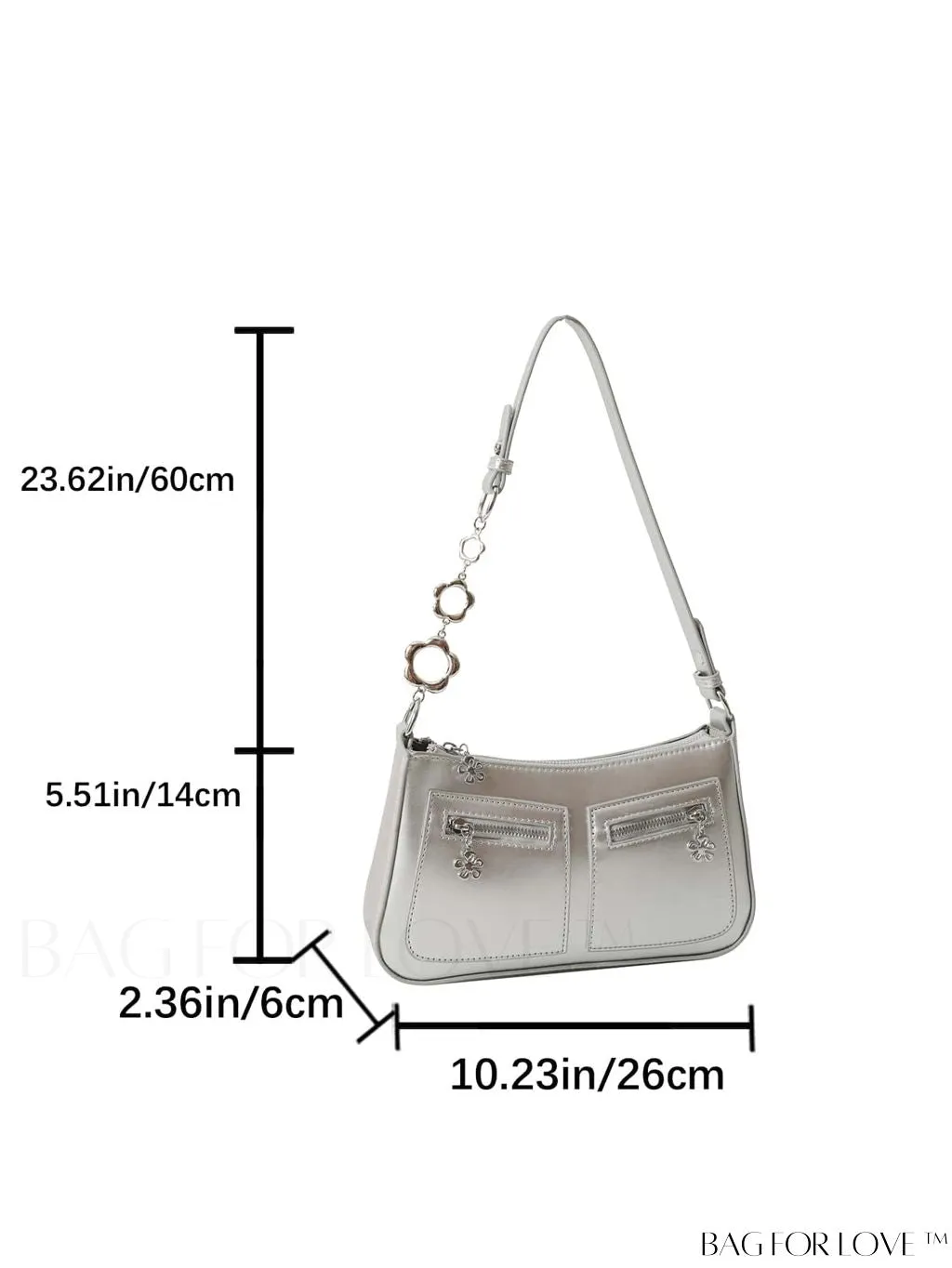 BagForLove - Stylish White Shoulder Bag with Chic Metal Accents & Multiple Pockets
