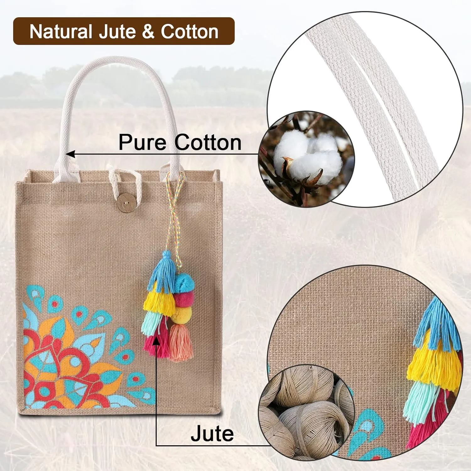 Beach Bag for Women, Straw Beach Tote Bag with Pocket Tassel Handle Waterproof Lining, for Summer Vacation Pool Gift