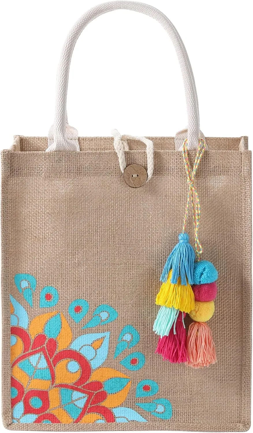 Beach Bag for Women, Straw Beach Tote Bag with Pocket Tassel Handle Waterproof Lining, for Summer Vacation Pool Gift