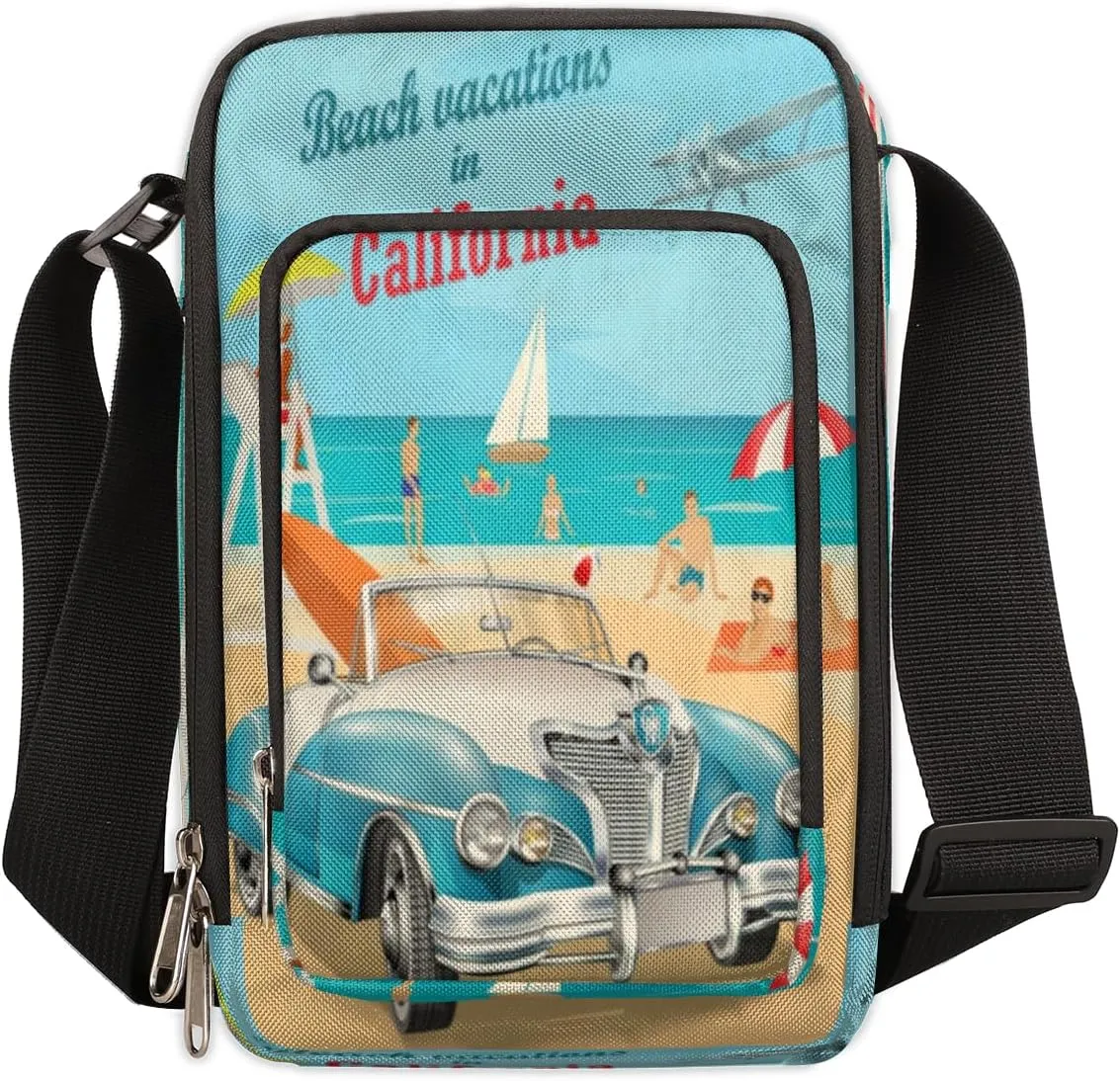 Beach California Cross Body Bags Trendy Cross Body Cell Phone Purse Wallet Shoulder Bag Small Travel Crossbody Bag with Adjustable Strap for Women and Men