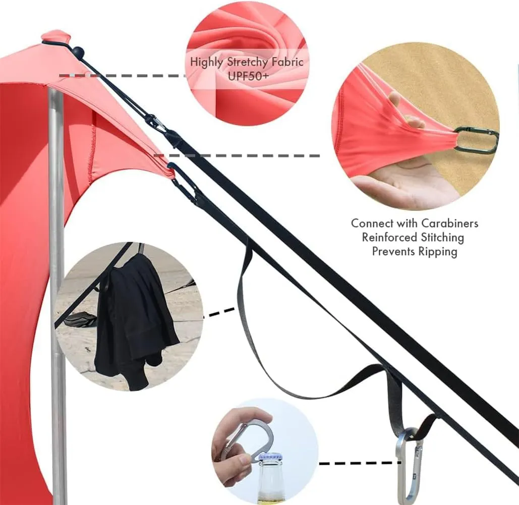 Beach Canopy Windproof Design, Sun Shelter UPF50  Portable Family Tent with 6 Sandbags Anchors 8x8 FT 2 Pole Pop Up Outdoor Shelter for Beach, Camping, Fishing, Backyard
