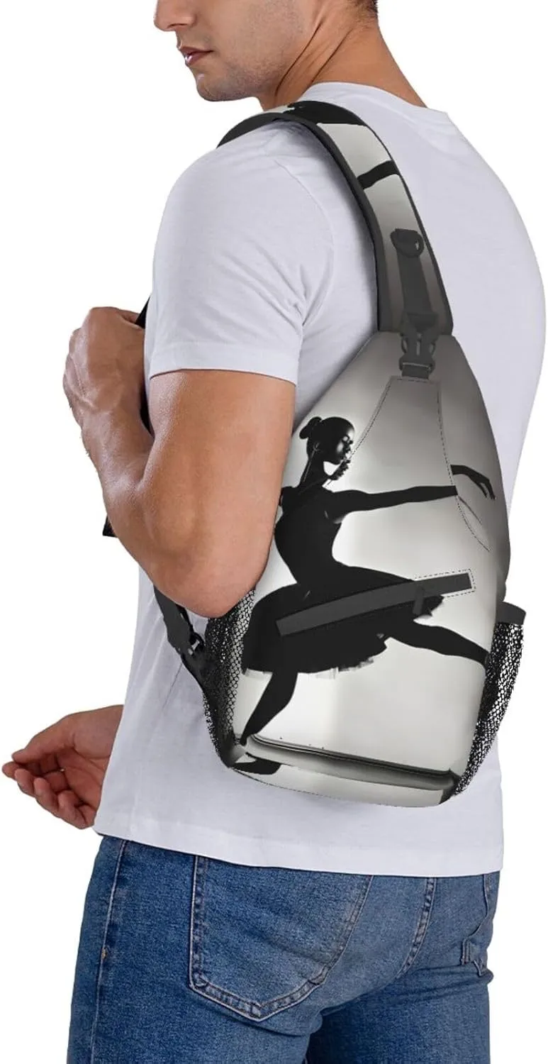 Beach Sunrise And Backlit Palm Tree Crossbody Bag Chest Shoulder Bag Small Casual Backpack Suitable For Women Men Hiking