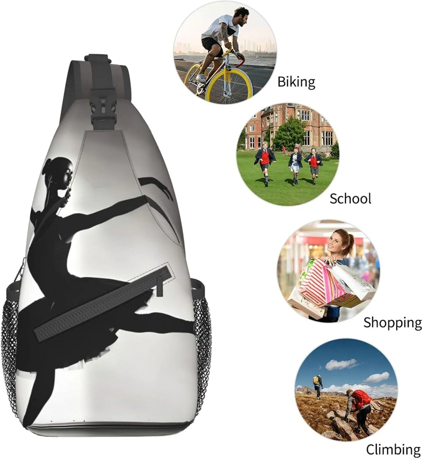 Beach Sunrise And Backlit Palm Tree Crossbody Bag Chest Shoulder Bag Small Casual Backpack Suitable For Women Men Hiking