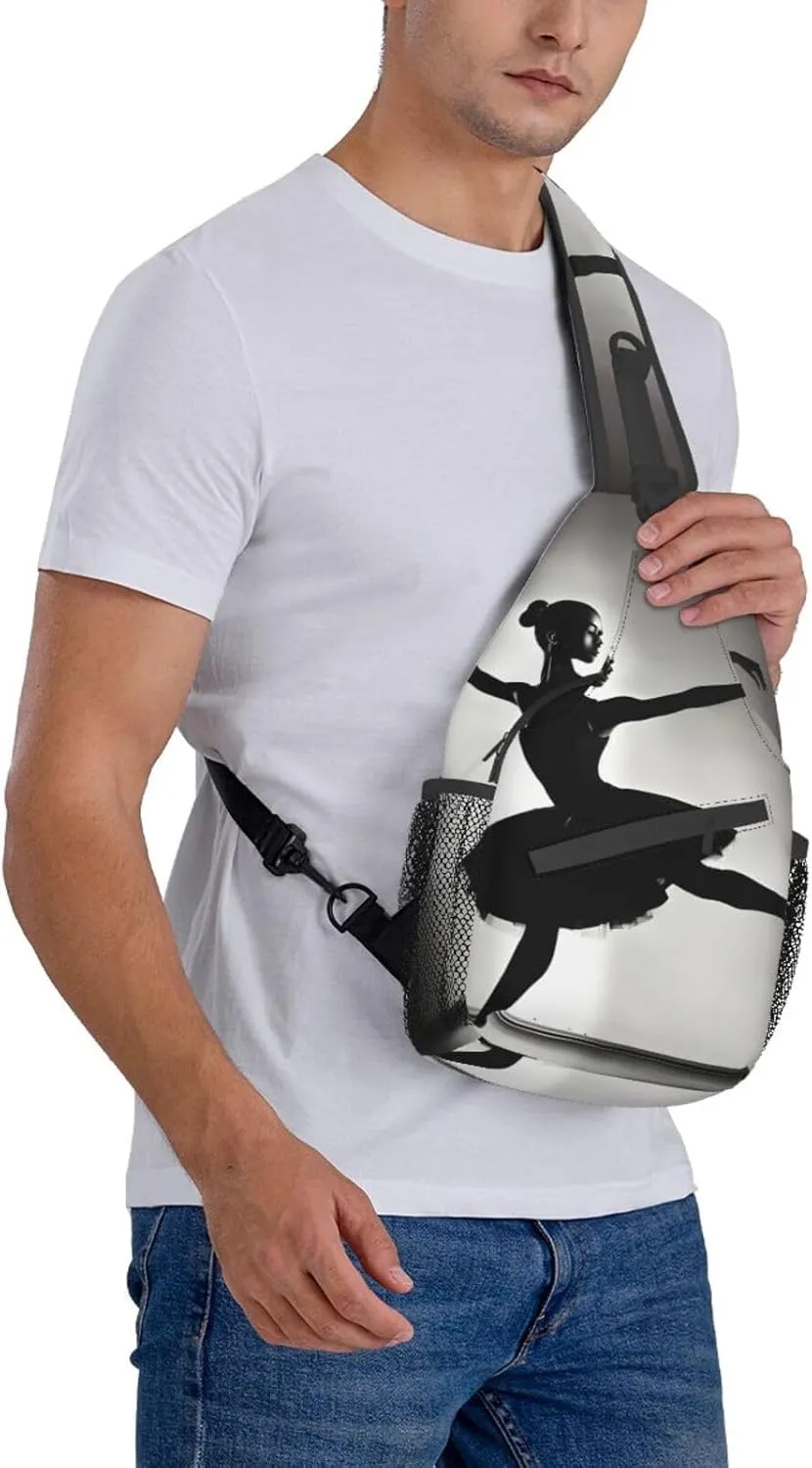 Beach Sunrise And Backlit Palm Tree Crossbody Bag Chest Shoulder Bag Small Casual Backpack Suitable For Women Men Hiking