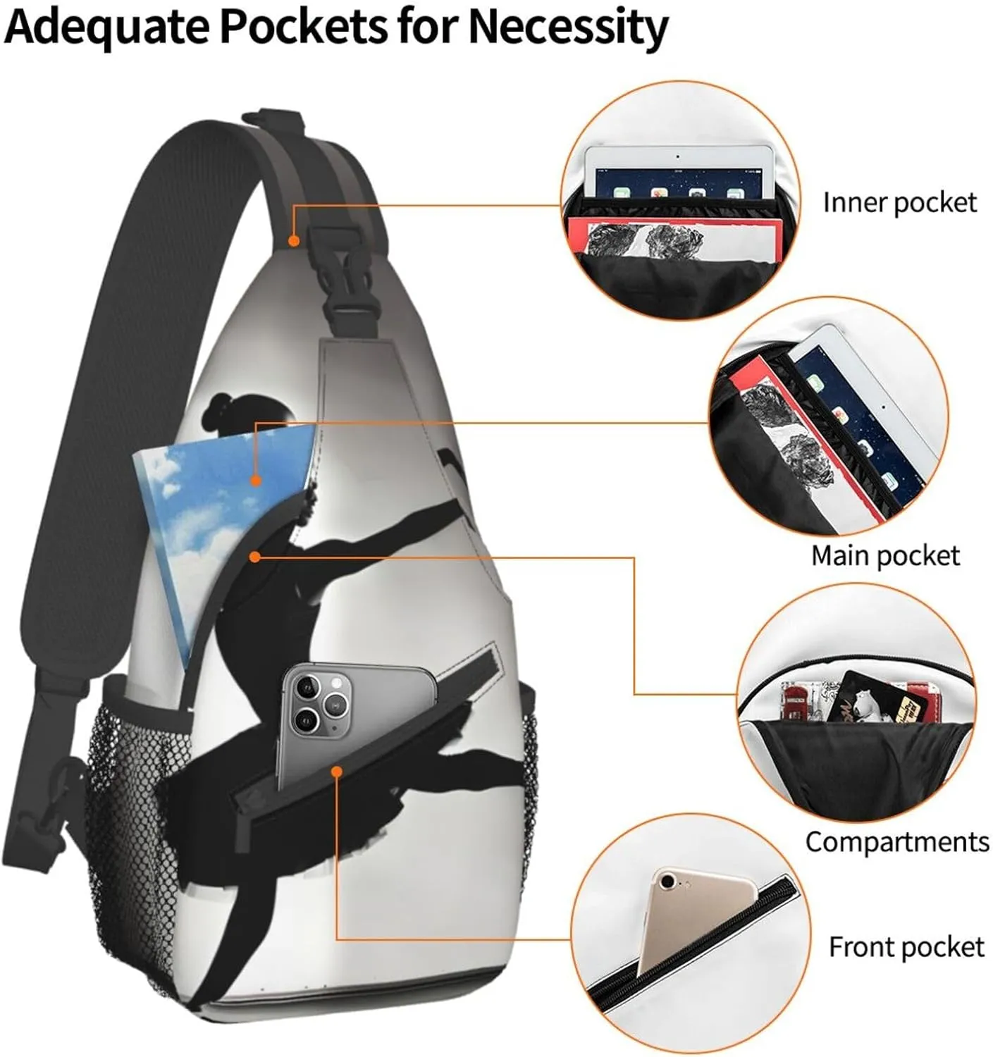 Beach Sunrise And Backlit Palm Tree Crossbody Bag Chest Shoulder Bag Small Casual Backpack Suitable For Women Men Hiking