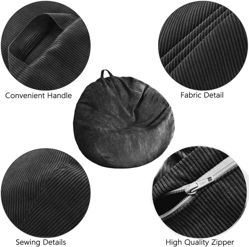 Bean Bag Chair Cover (No Filler) Stuffed Animal Storage Bean Bag Cover Pets Dogs/Cats Lazy Beds. Washable Ultra Soft Corduroy Stuffed for Organizing Plush Toys or Textile, Sack Bean Bag