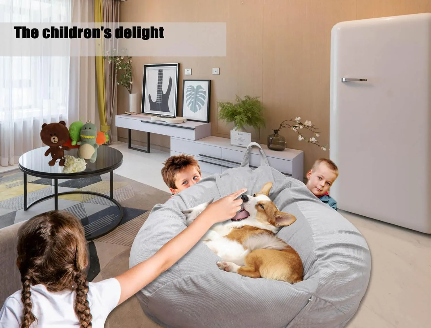 Bean Bag Chair Cover (No Filler) Stuffed Animal Storage Bean Bag Cover Pets Dogs/Cats Lazy Beds. Washable Ultra Soft Corduroy Stuffed for Organizing Plush Toys or Textile, Sack Bean Bag