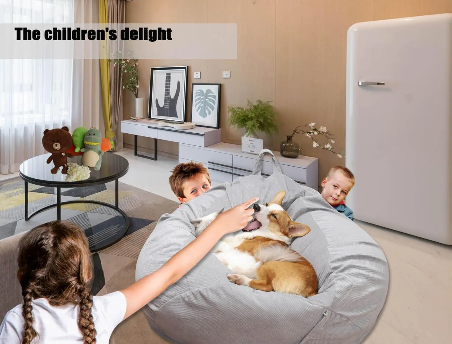 Bean Bag Chair Cover (No Filler) Stuffed Animal Storage Bean Bag Cover Pets Dogs/Cats Lazy Beds. Washable Ultra Soft Corduroy Stuffed for Organizing Plush Toys or Textile, Sack Bean Bag
