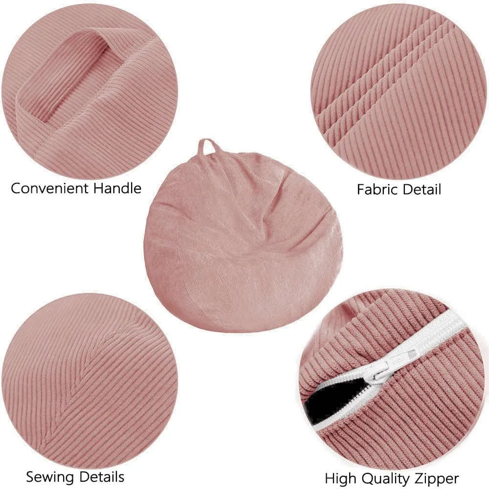 Bean Bag Chair Cover (No Filler) Stuffed Animal Storage, Washable Ultra Soft Corduroy, Sack Bean Bag for Organizing Plush Toys or Textile, Pets Dogs/Cats, Lazy Beds