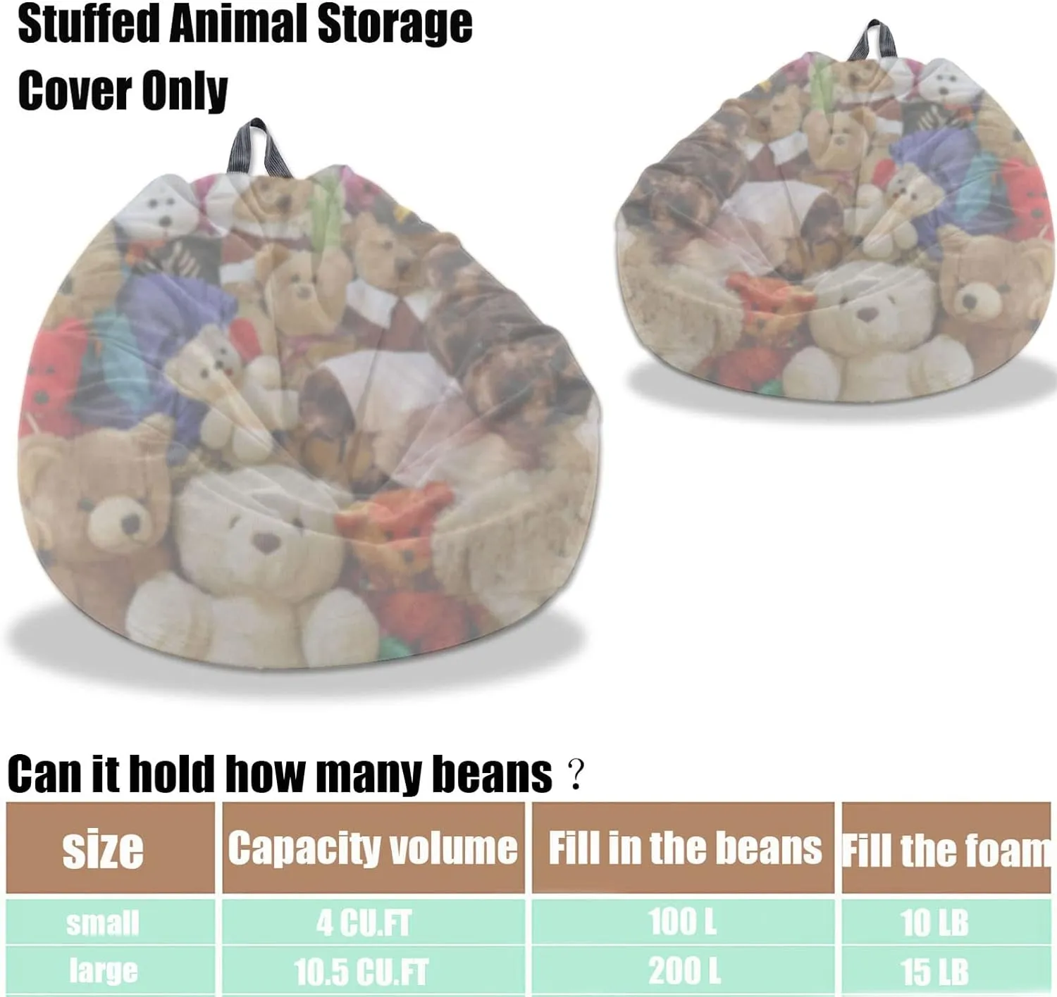 Bean Bag Chair Cover (No Filler) Stuffed Animal Storage, Washable Ultra Soft Corduroy, Sack Bean Bag for Organizing Plush Toys or Textile, Pets Dogs/Cats, Lazy Beds