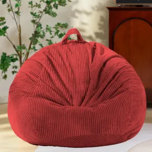 Bean Bag Chairs Cover - No Filler, Storage for Stuffed Animals & Plush Toys - Kids, Adults & Teens - Red Bean Bags