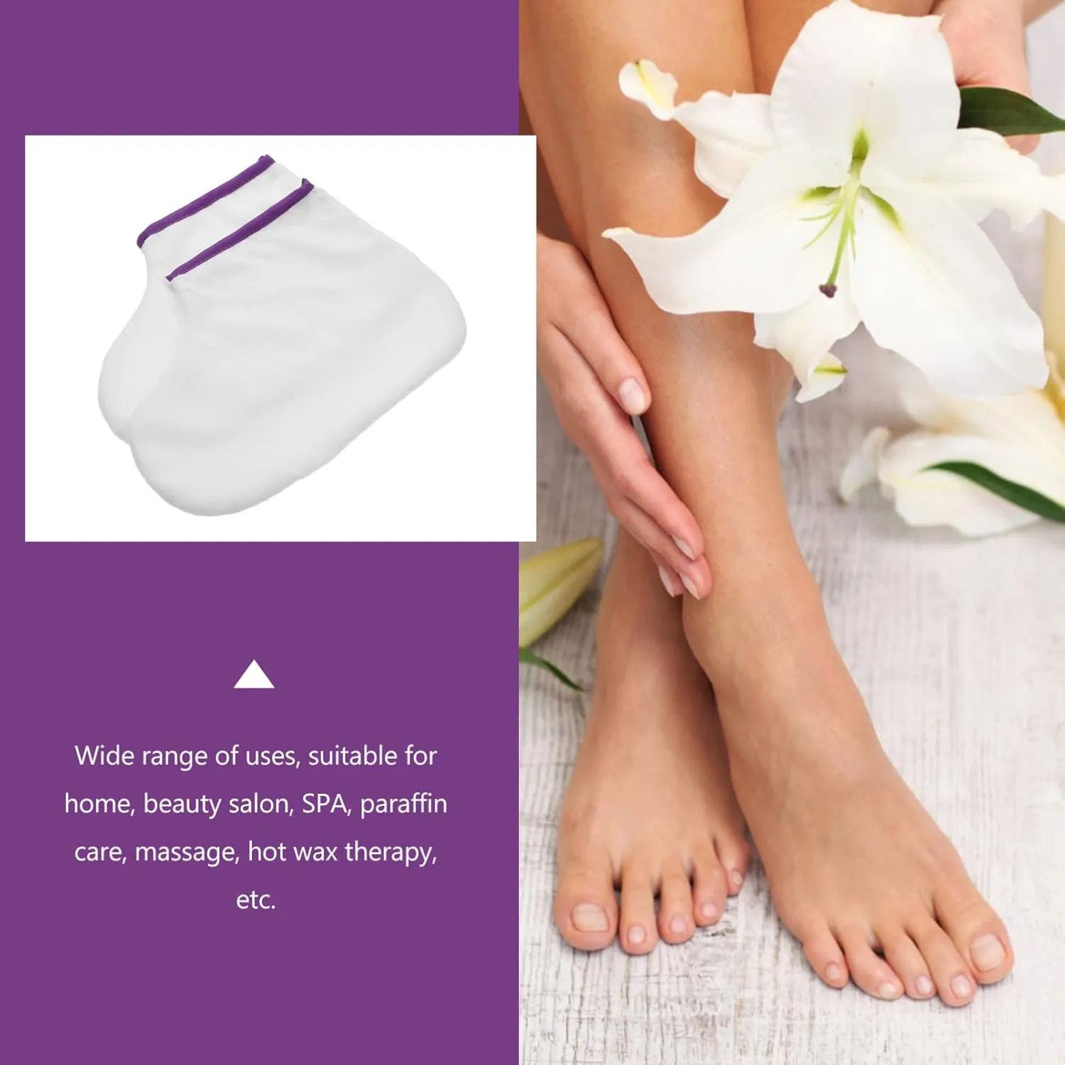 Beaupretty 1pair Waxed Feet Booties Paraffin Wax Warming Foot Cover Footmuff Moisturizing Feet Socks Foot Spa Liners Holsters Spa Feet Cover Piguet Fluff White Dedicated