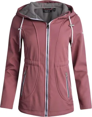 bebe Women's Long Softshell Jacket - Lightweight Quilted Hooded Zip Up Jacket - Insulated Windbreaker Jacket for Women (S-XL)