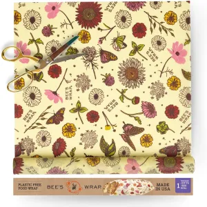 Bee's Wrap Vegan Beeswax Wraps for Food - Meadow Magic Cut to Size Wax Paper Roll - Made in USA Reusable Waxed Paper & Bowl Covers - Organic & Eco-Friendly Alternative to Aluminum Foil & Plastic Wrap