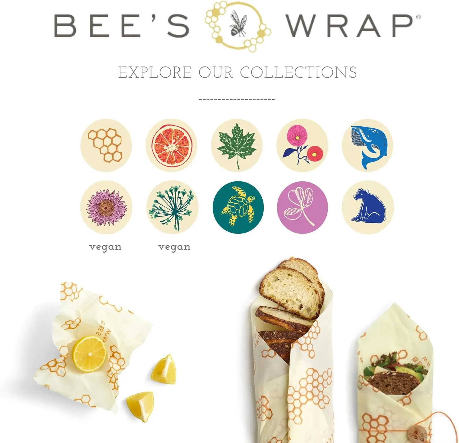 Bee's Wrap Vegan Beeswax Wraps for Food - Meadow Magic Cut to Size Wax Paper Roll - Made in USA Reusable Waxed Paper & Bowl Covers - Organic & Eco-Friendly Alternative to Aluminum Foil & Plastic Wrap