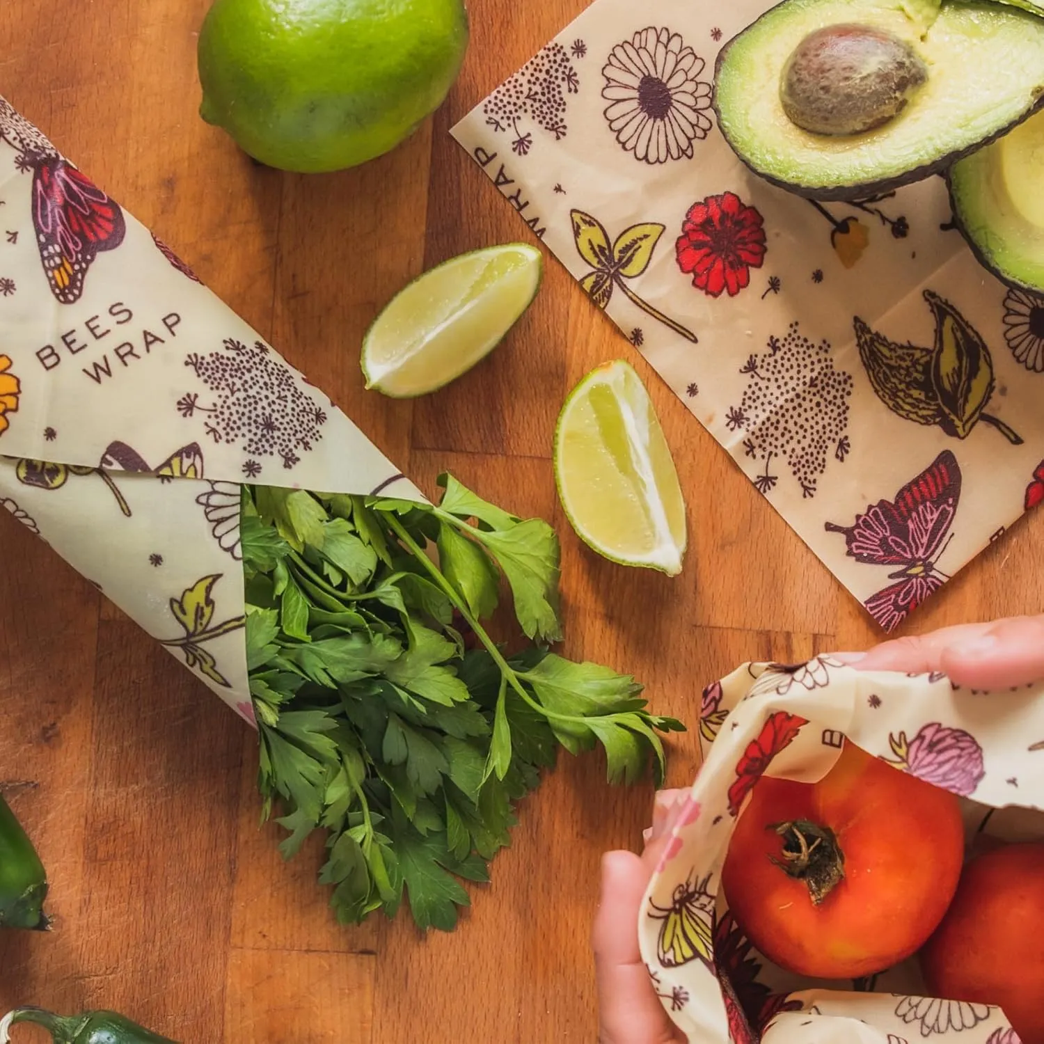 Bee's Wrap Vegan Beeswax Wraps for Food - Meadow Magic Cut to Size Wax Paper Roll - Made in USA Reusable Waxed Paper & Bowl Covers - Organic & Eco-Friendly Alternative to Aluminum Foil & Plastic Wrap