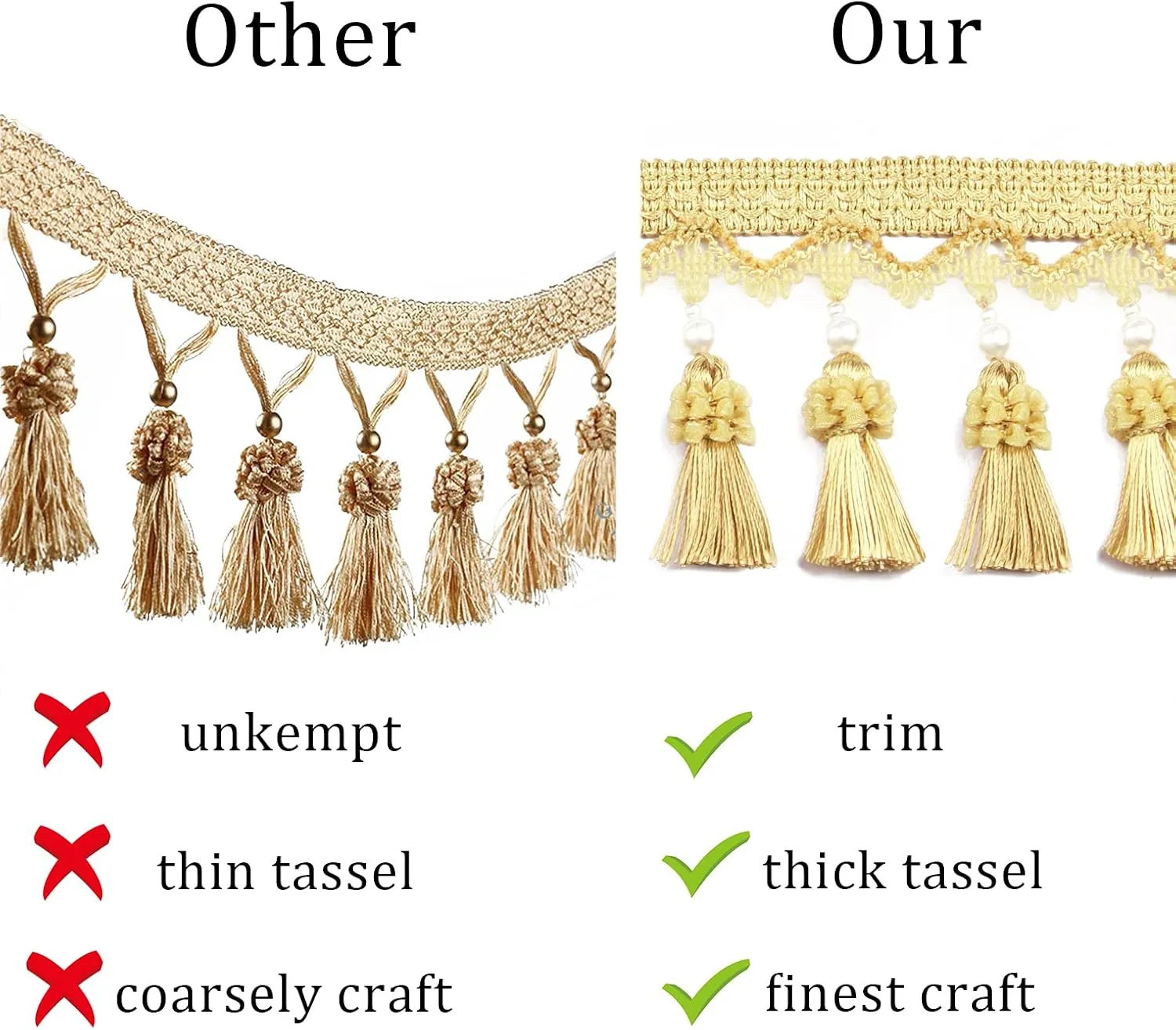 BEL AVENIR Tassel Fringe Trim 6.5 Yard x 3.15 Inches Luxury Beaded Tassel Fringing Trimmings (Dark Coffee)