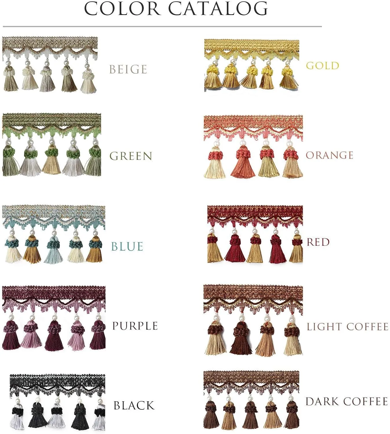 BEL AVENIR Tassel Fringe Trim 6.5 Yard x 3.15 Inches Luxury Beaded Tassel Fringing Trimmings (Dark Coffee)