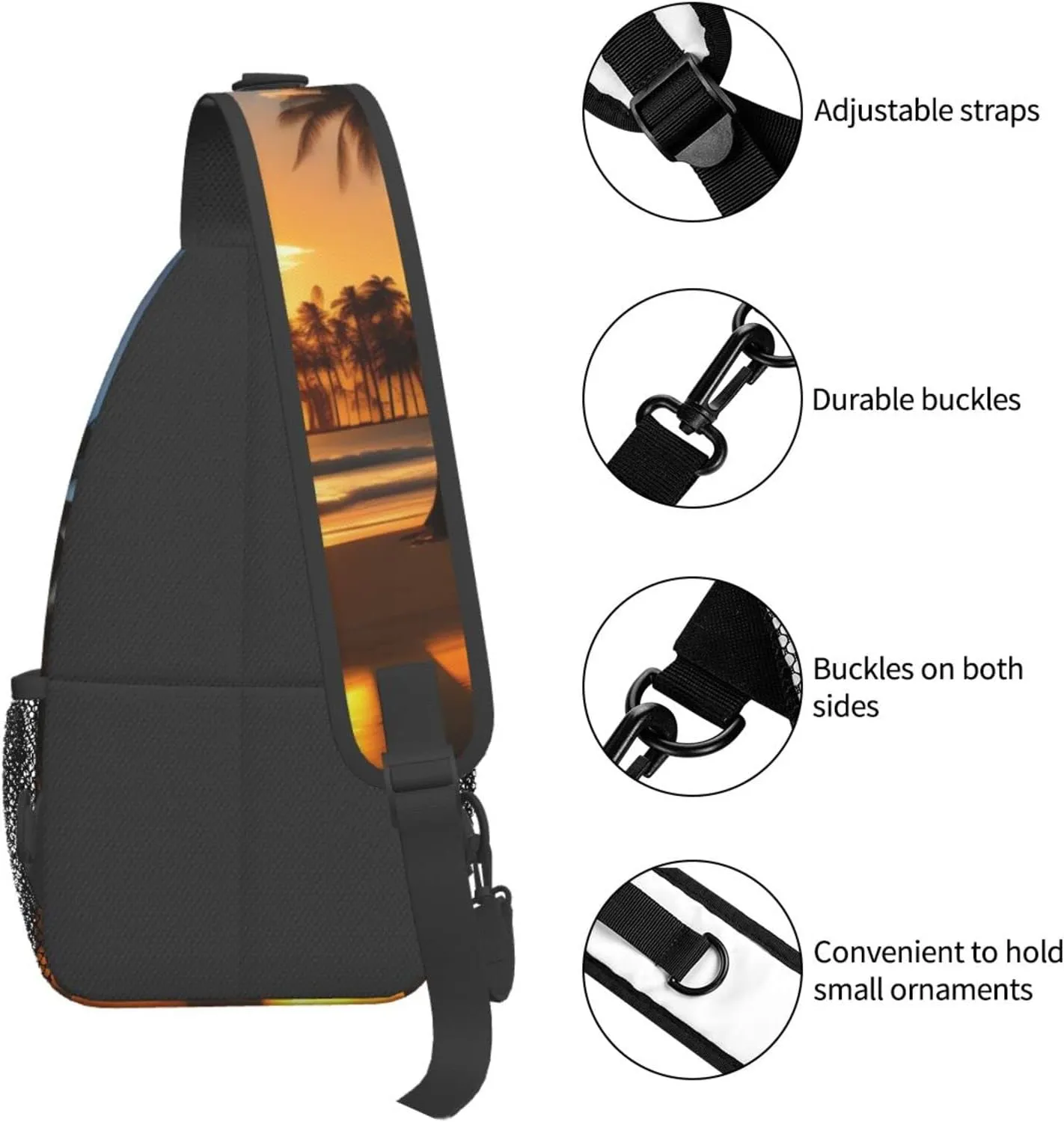 Bell Orchid Pattern Crossbody Bag Chest Shoulder Bag Small Casual Backpack Suitable For Women Men Hiking