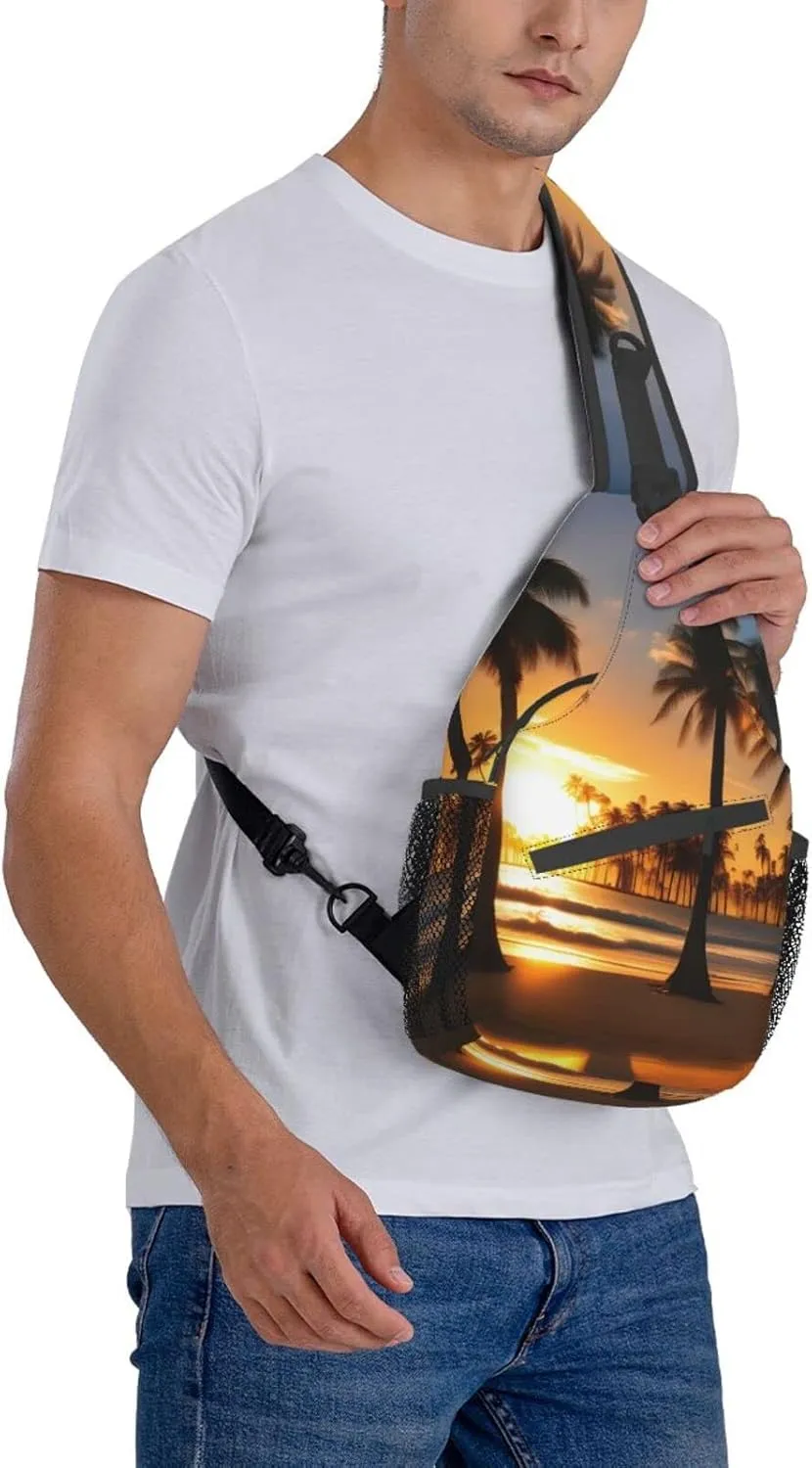 Bell Orchid Pattern Crossbody Bag Chest Shoulder Bag Small Casual Backpack Suitable For Women Men Hiking