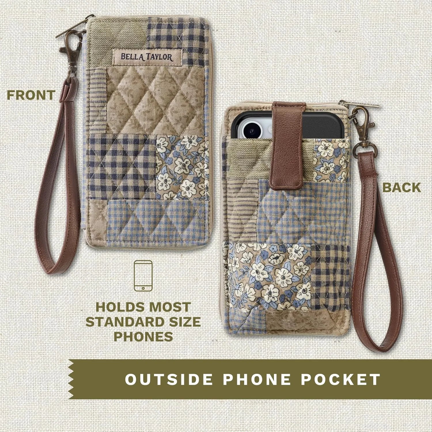 Bella Taylor Cell Phone Wristlet Wallet for Women with Smartphone Pocket and RFID Protection