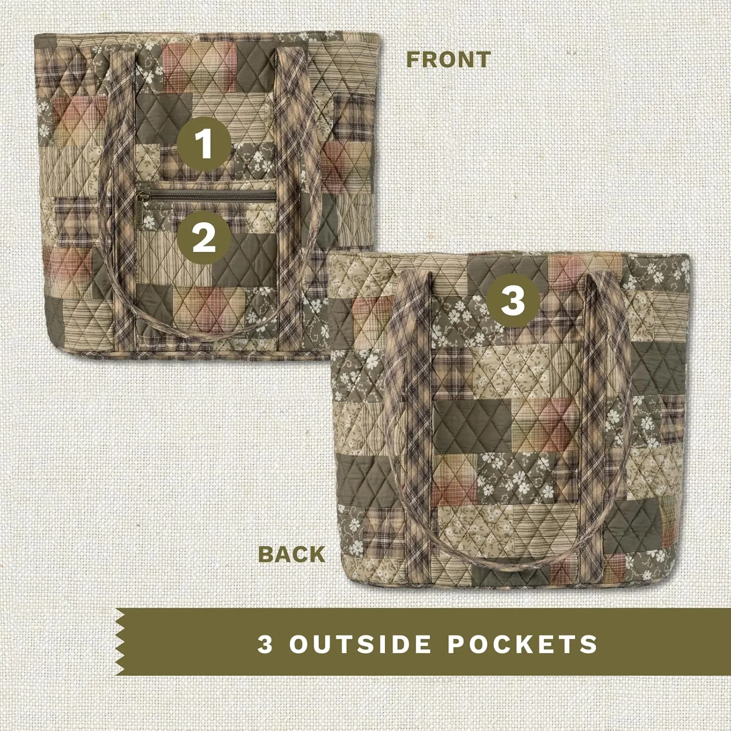 Bella Taylor Large Tote | Lightweight Quilted Fabric Tote Bags for Women