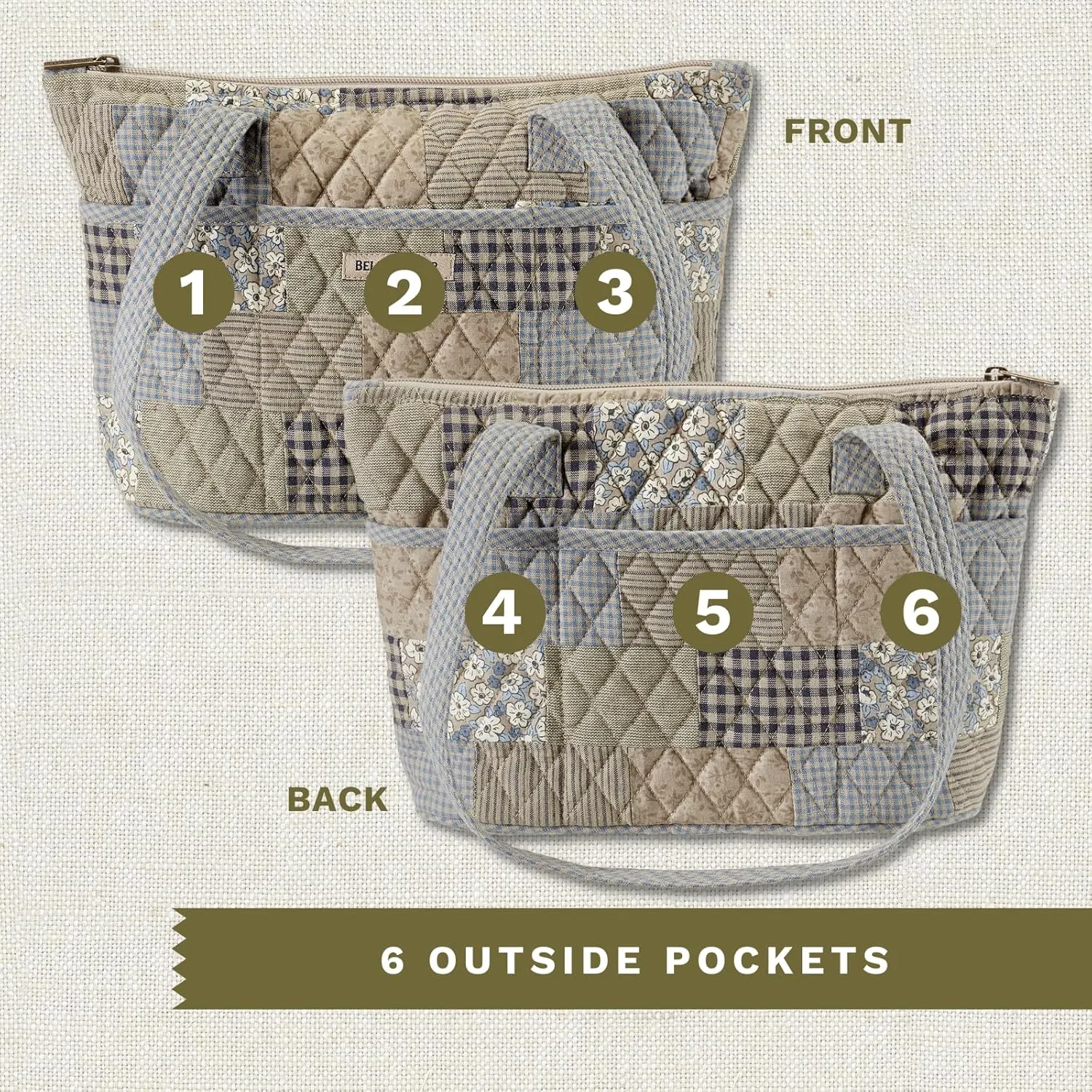 Bella Taylor Small Tote | Lightweight Quilted Fabric Purses for Women