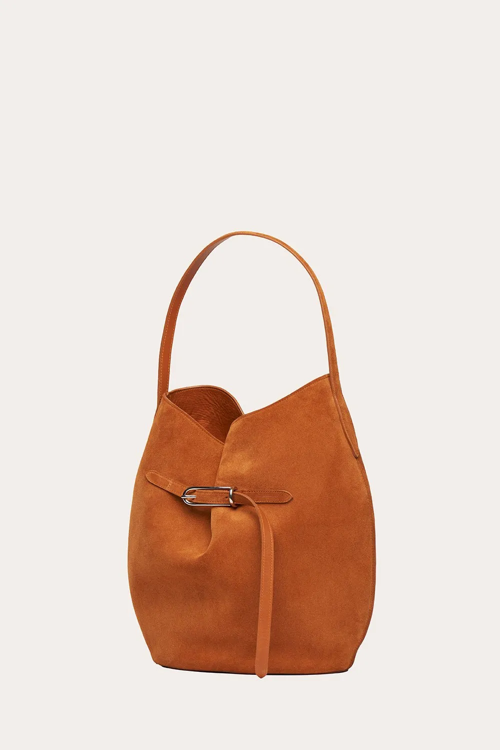 Belted Bucket Bag Large Cinnamon Suede