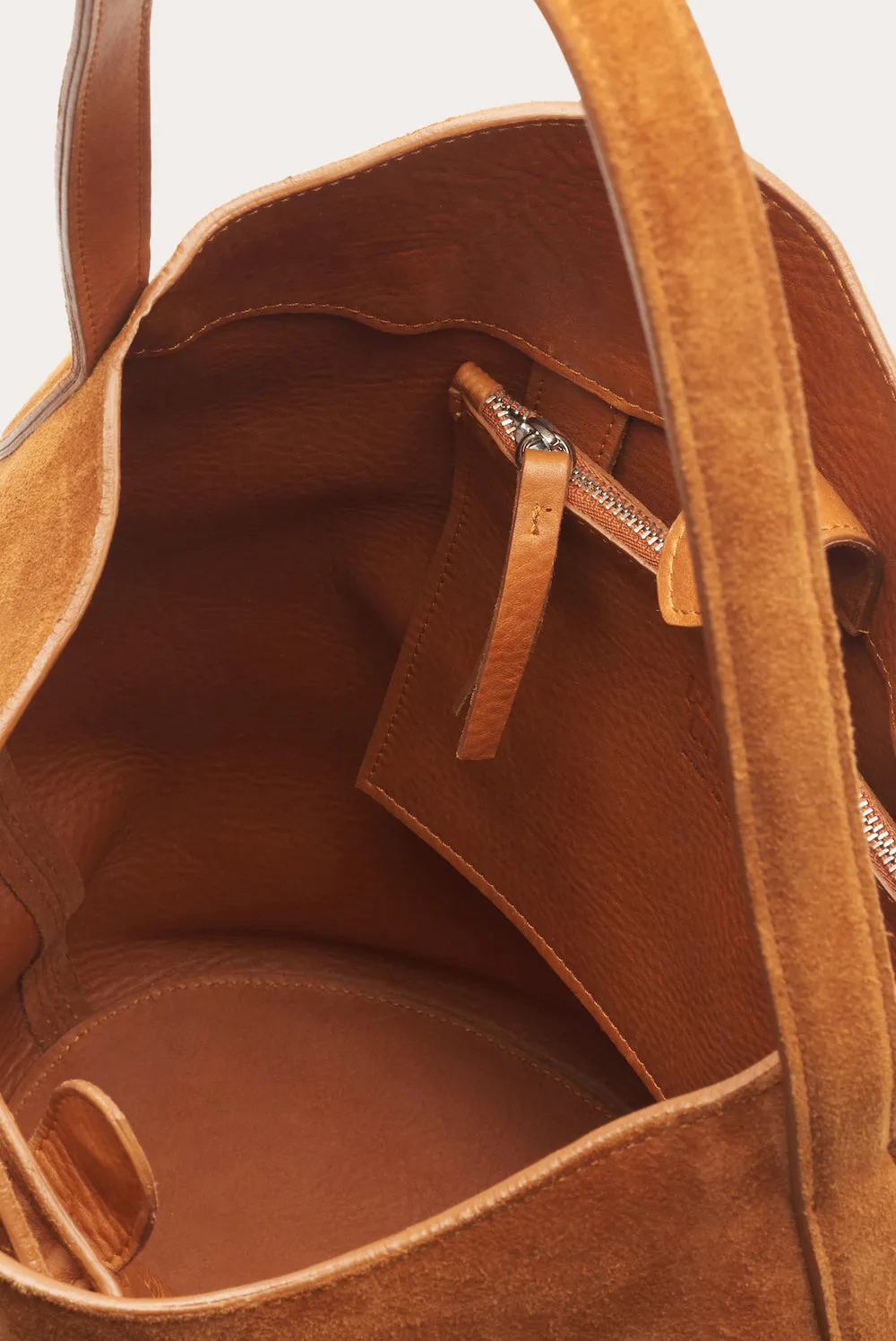 Belted Bucket Bag Large Cinnamon Suede