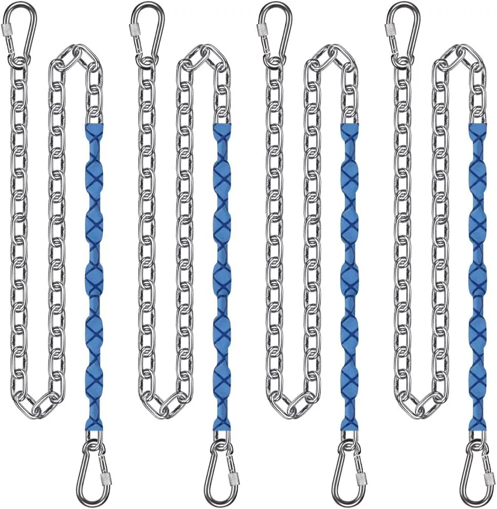 BeneLabel 4-Pack 65" Stainless Steel Swing Chains with Handle Grip Sleeve and Quick Connect Buckles, Heavy Duty Hanging Kit for Hammock Chairs, Porch Swings, Punching Bags, and More, 1000 lbs Capacity