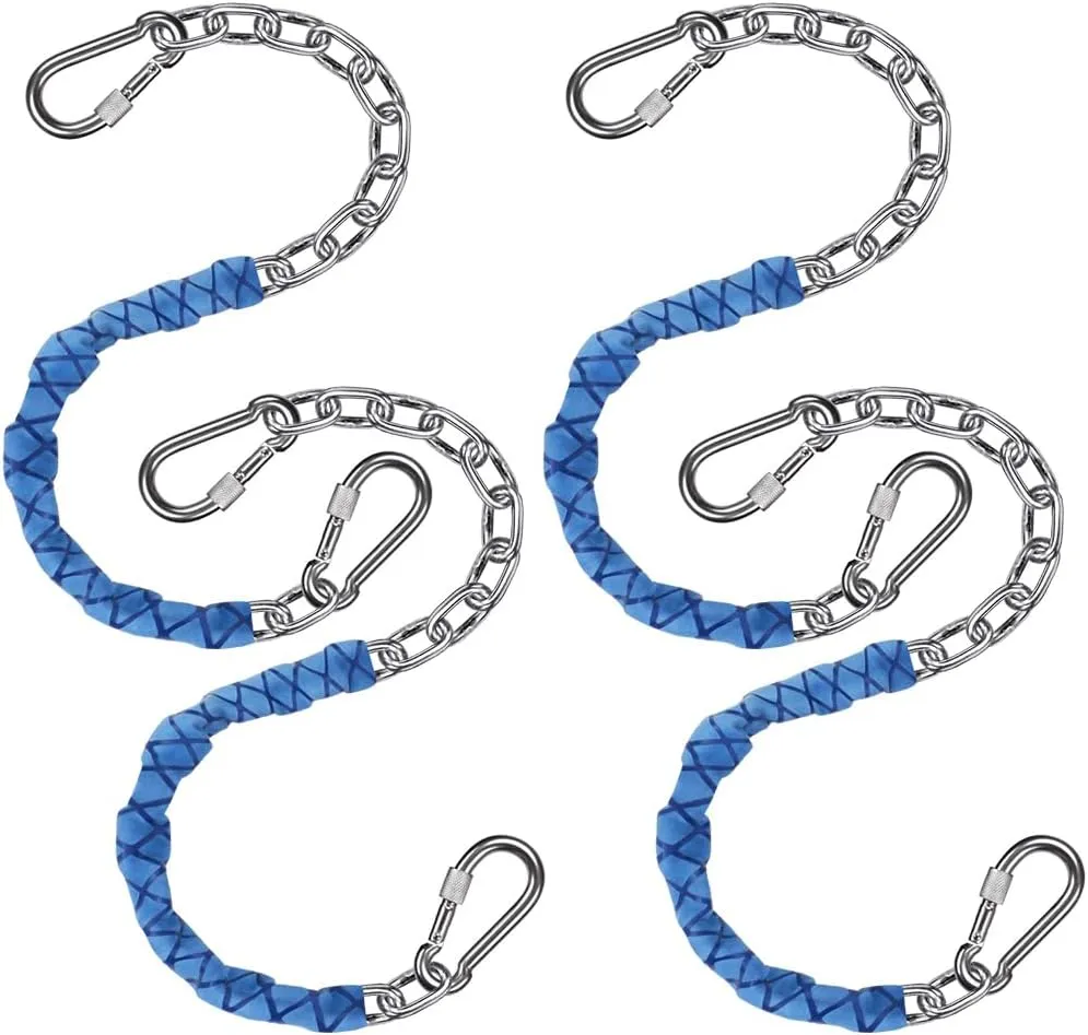 BeneLabel 4-Pack 65" Stainless Steel Swing Chains with Handle Grip Sleeve and Quick Connect Buckles, Heavy Duty Hanging Kit for Hammock Chairs, Porch Swings, Punching Bags, and More, 1000 lbs Capacity