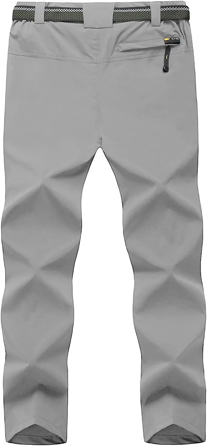 BGOWATU Men's Hiking Pants Quick Dry Lightweight Water Resistant Outdoor Sports Pants with Zipper Cargo Pockets