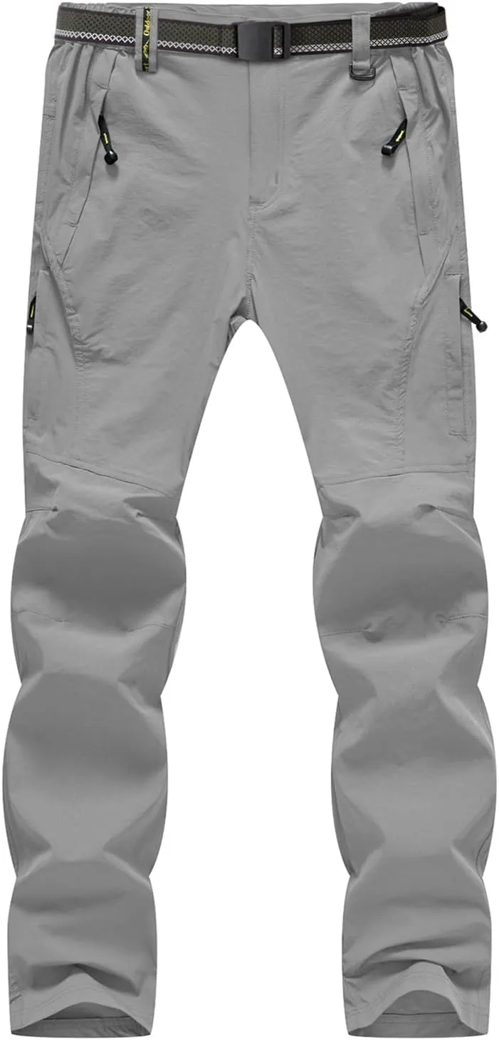 BGOWATU Men's Hiking Pants Quick Dry Lightweight Water Resistant Outdoor Sports Pants with Zipper Cargo Pockets