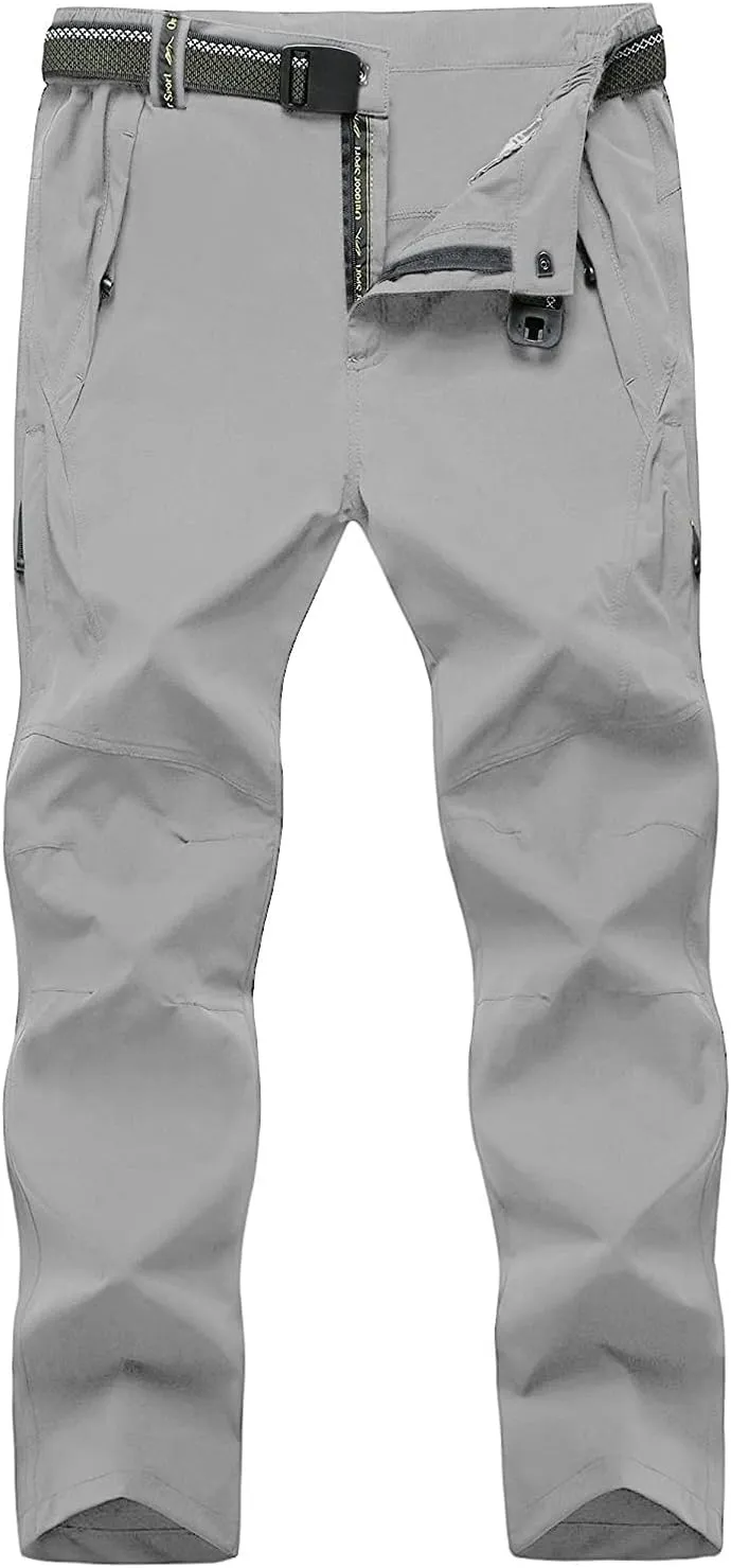 BGOWATU Men's Hiking Pants Quick Dry Lightweight Water Resistant Outdoor Sports Pants with Zipper Cargo Pockets